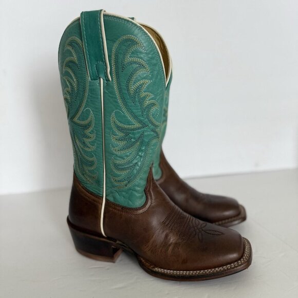 TONY LAMA Rowena 11” Women’s 6B‎ Brown Turquoise Leather Western Boot USA SA2101 - Picture 3 of 15